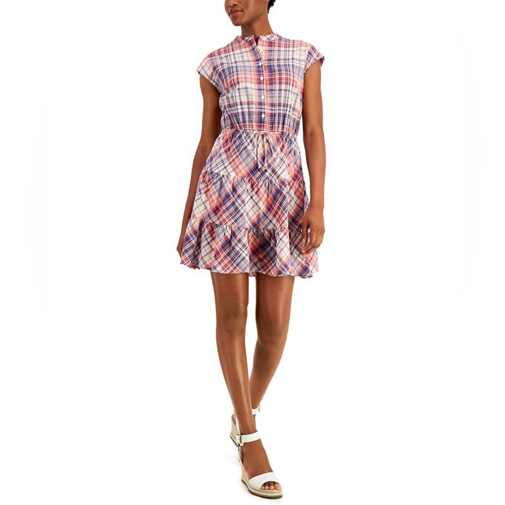 Tommy Hilfiger Short Sleeve Plaid Shirt Dress Size XXL